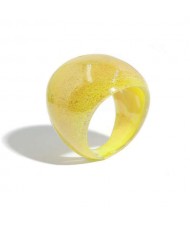 Popular Candy Color Bold Fashion Women Costume Ring - Yellow