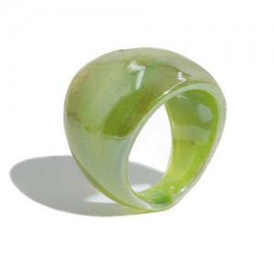 Popular Candy Color Bold Fashion Women Costume Ring - Green