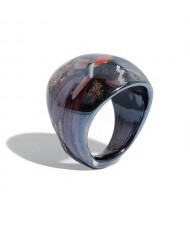 Popular Candy Color Bold Fashion Women Costume Ring - Black