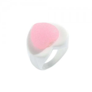 Heart Shape Cute Design Women Resin Ring - Pink