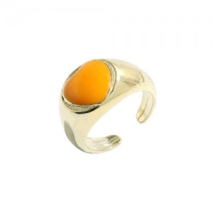 Adorable Heart Inlaid Western Style U.S. High Fashion Women Open Ring - Yellow