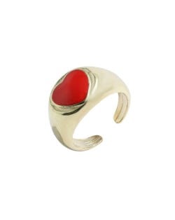 Adorable Heart Inlaid Western Style U.S. High Fashion Women Open Ring - Red