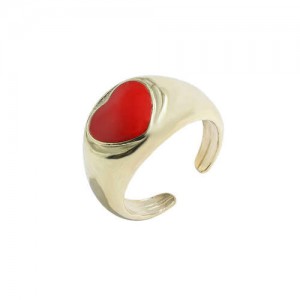 Adorable Heart Inlaid Western Style U.S. High Fashion Women Open Ring - Red