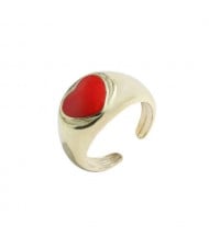 Adorable Heart Inlaid Western Style U.S. High Fashion Women Open Ring - Red