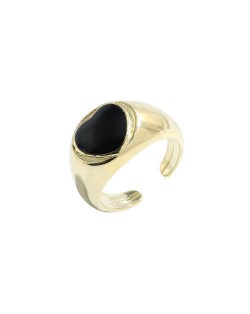 Adorable Heart Inlaid Western Style U.S. High Fashion Women Open Ring - Black