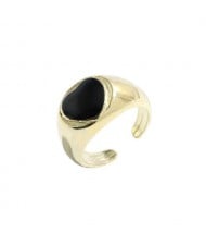 Adorable Heart Inlaid Western Style U.S. High Fashion Women Open Ring - Black