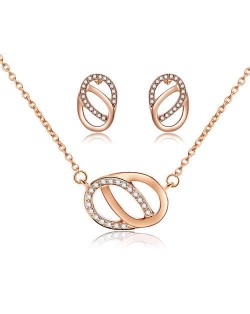 Linked Oval Hoops Korean Fashion Women Jewelry Set