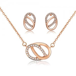 Linked Oval Hoops Korean Fashion Women Jewelry Set