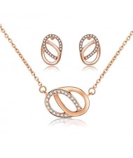 Linked Oval Hoops Korean Fashion Women Jewelry Set