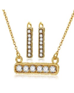 Rhinestone Inlaid Bar Charm Design Alloy Women Fashion Jewelry Set