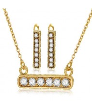 Rhinestone Inlaid Bar Charm Design Alloy Women Fashion Jewelry Set