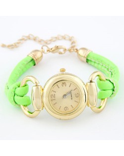 Simple Casual Design Fluorescent Woman Wrist Watch - Grass Green