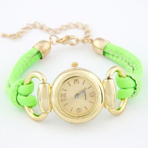 Simple Casual Design Fluorescent Woman Wrist Watch - Grass Green