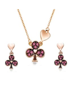 Clubs and Hearts Combo Design High Fashion Women Jewelry Set