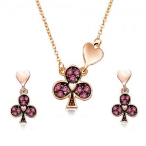 Clubs and Hearts Combo Design High Fashion Women Jewelry Set