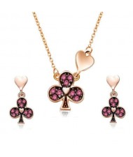 Clubs and Hearts Combo Design High Fashion Women Jewelry Set