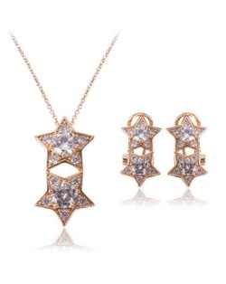 Dual Stars Shining Fashion Women Alloy Jewelry Set