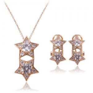 Dual Stars Shining Fashion Women Alloy Jewelry Set