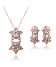 Dual Stars Shining Fashion Women Alloy Jewelry Set