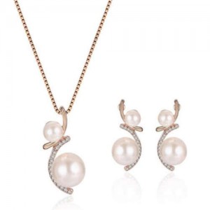 Elegant Pearl Fashion Bridal Style Women Costume Jewelry Set