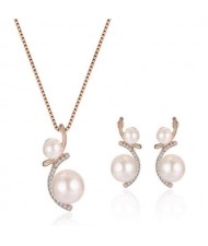 Elegant Pearl Fashion Bridal Style Women Costume Jewelry Set