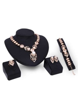 Pearl Inlaid Graceful Design Banquet Fashion 4pcs Women Costume Jewelry Set