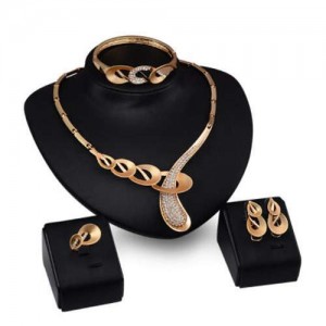 Petals Design U.S. Fashion 4pcs Women Alloy Jewelry Set