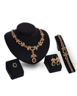 Luxurious Fruits and Leaves Combo Design Banquet Fashion Women Alloy Jewelry Set