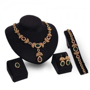 Luxurious Fruits and Leaves Combo Design Banquet Fashion Women Alloy Jewelry Set