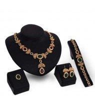 Luxurious Fruits and Leaves Combo Design Banquet Fashion Women Alloy Jewelry Set
