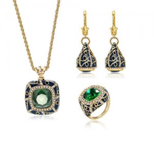 Jeweled Fashion 3pcs U.S. Style Vintage Women Costume Jewelry Set