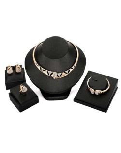 Hollow Artistic Design Rhinestone European Fashion Women Costume Jewelry Set