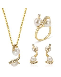 Pearl Inlaid Wedding Fashion Women Alloy Wholesale Jewelry Set