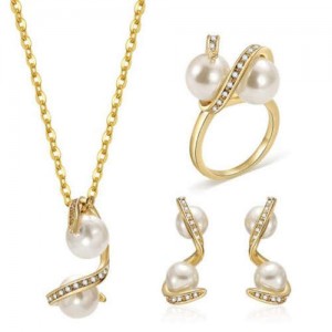 Pearl Inlaid Wedding Fashion Women Alloy Wholesale Jewelry Set
