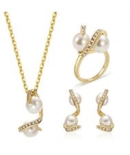 Pearl Inlaid Wedding Fashion Women Alloy Wholesale Jewelry Set