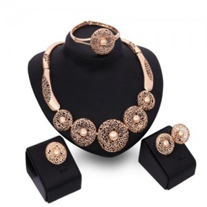 Vintage Coarse Flowers Design U.S. High Fashion Women Wholesale Costume Jewelry Set