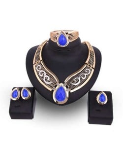 Blue Gems Embellished Western High Fashion Bridal Wholesale Jewelry Set