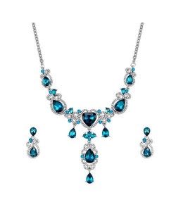 Blue Gems Embellished Unique Design Bridal Wholesale Fashion Jewelry Set