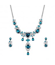 Blue Gems Embellished Unique Design Bridal Wholesale Fashion Jewelry Set