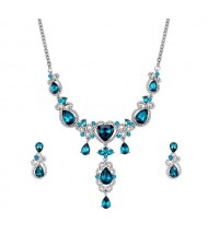 Blue Gems Embellished Unique Design Bridal Wholesale Fashion Jewelry Set