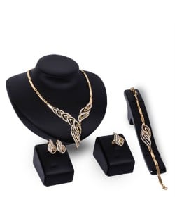 U.S. High Fashion 4pcs Golden Alloy Party Fashion Wholesale Jewelry Set