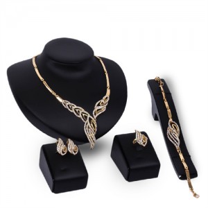 U.S. High Fashion 4pcs Golden Alloy Party Fashion Wholesale Jewelry Set