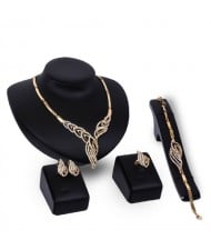 U.S. High Fashion 4pcs Golden Alloy Party Fashion Wholesale Jewelry Set