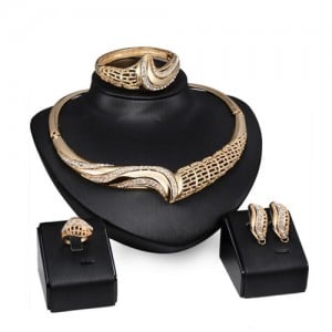 Luxurious Golden Style Wedding Fashion Women Wholesale Jewelry Set