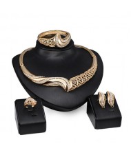 Luxurious Golden Style Wedding Fashion Women Wholesale Jewelry Set