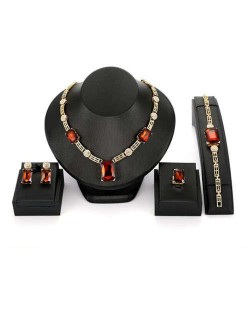 Red Gems Embellished U.S. High Fashion Women Alloy Wholesale Costume Jewelry Set