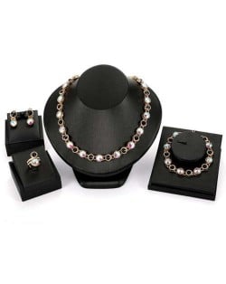 Glistening Rhinestone Inlaid U.S. High Fashion Jeweled Wholesale Jewelry Set