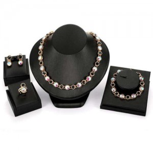 Glistening Rhinestone Inlaid U.S. High Fashion Jeweled Wholesale Jewelry Set