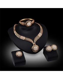 Hollow Waterdrop Charms Design U.S. High Fashion Wholesale Costume Jewelry Set