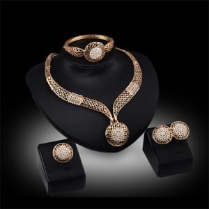 Hollow Waterdrop Charms Design U.S. High Fashion Wholesale Costume Jewelry Set